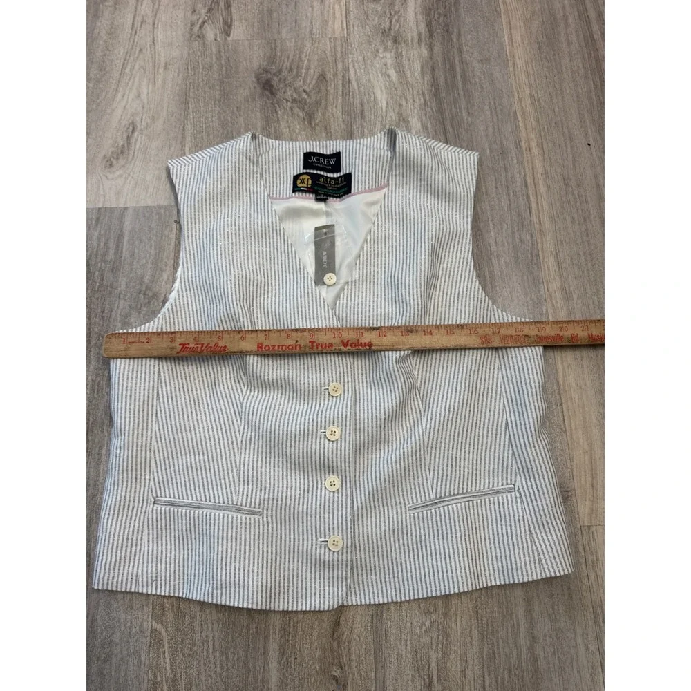 J.Crew Collection Women's Suit Vest Italian Linen White Grey Size 12 NEW